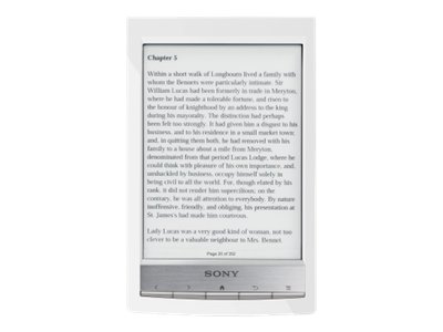E-Reader Reader Touch White 2GB Sony PRS-T1 - eBook-lezer - 2 GB - 6" monochroom E Ink ( 800 x 600 ) - aanraakscherm - USB host - microSD sleuf - Wi-Fi - wit