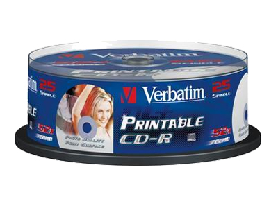 CD-R/700MB 52x SupAZO Spdl printabl 25pk Verbatim DataLifePlus - 25 x CD-R - 700 MB 52x - printbaar oppervlak - spindel - opslagmedia