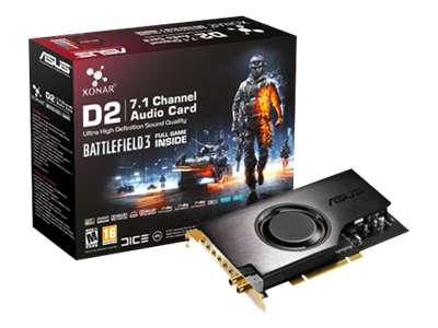 XONAR D2 BF Edition ASUS Xonar D2/PM - Sound card - 24-bits - 192 kHz - 118 dB SNR (Signal-To-Noise Ratio, signaal-ruis verhouding) - 7.1 - PCI - ASUS AV200 - met Battlefield 3