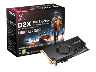 XONAR D2X BF3 Edition ASUS Xonar D2X/XDT - Sound card - 24-bits - 192 kHz - 118 dB SNR (Signal-To-Noise Ratio, signaal-ruis verhouding) - stereo - PCIe - ASUS AV200 - met Battlefield 3