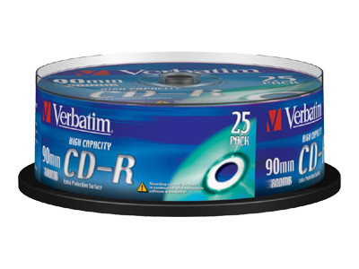 CD-R/800MB 40xHiCapDatalife Spindle 25pk Verbatim - 25 x CD-R - 800 MB ( 90min ) 40x - spindel - opslagmedia