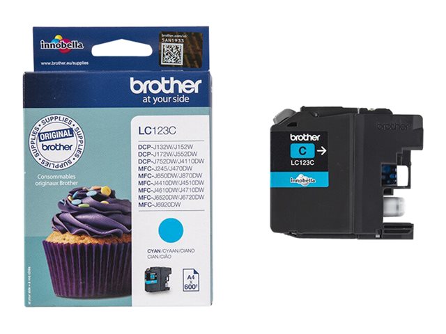 Brother LC123C - High Yield - cyan - original - ink cartridge - for Brother DCP-J132, J152, J172, J552, J752, MFC-J245, J470, J650, J6520, J6720, J6920, J870