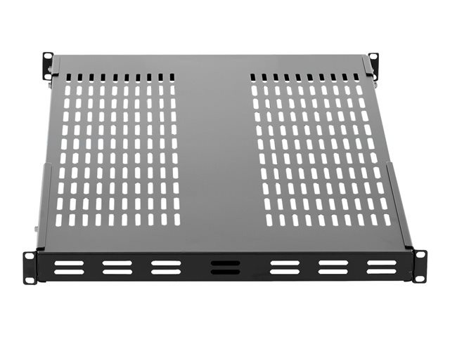 StarTech.com Server Rack Shelf - 1U - Adjustable Mount Depth - Heavy Duty - Rack shelf - black - 1U - 19\" - for P/N: RK1233BKM, RK2433BKM, RK2537BKM, RK3236BKF, RK4236BKB, RK4242BK24, RK4242BK30