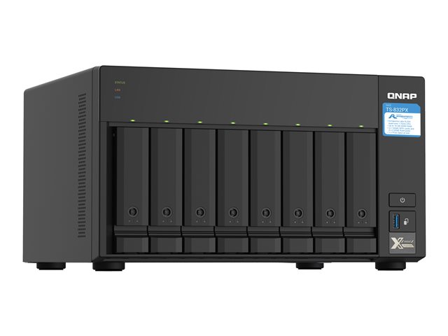 QNAP TS-832PX-4G - NAS server - 8 bays - SATA 6Gb/s - RAID RAID 0, 1, 5, 6, 10, 50, 60, JBOD - RAM 4 GB - Gigabit Ethernet / 2.5 Gigabit Ethernet / 10 Gigabit Ethernet - iSCSI support