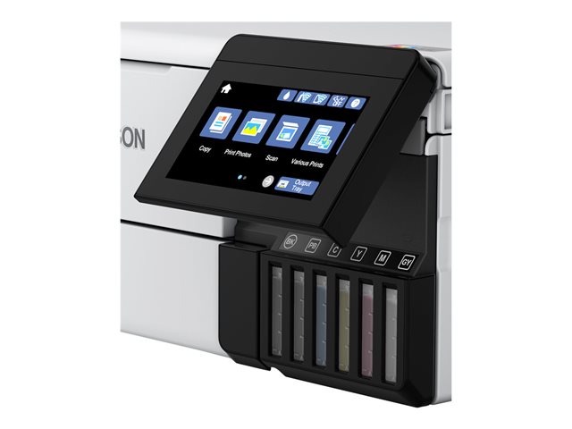 Epson EcoTank ET-8500 - Multifunction printer - colour - ink-jet - refillable - A4/Letter (media) - up to 16 ppm (printing) - USB, LAN, Wi-Fi(ac), USB host - white