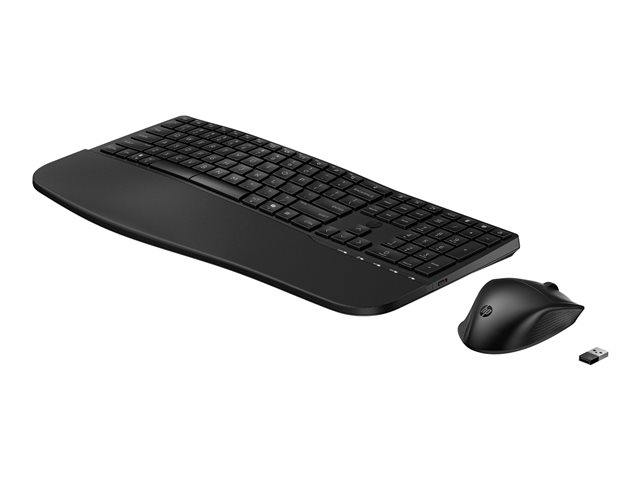 HP 680 - Keyboard and mouse set - dual mode, 3-zone layout, multi-device, 23 programmable keys, OS Auto-Detection, low profile key travel - full size - wireless - 2.4 GHz, Bluetooth - AZERTY - Belgium - black