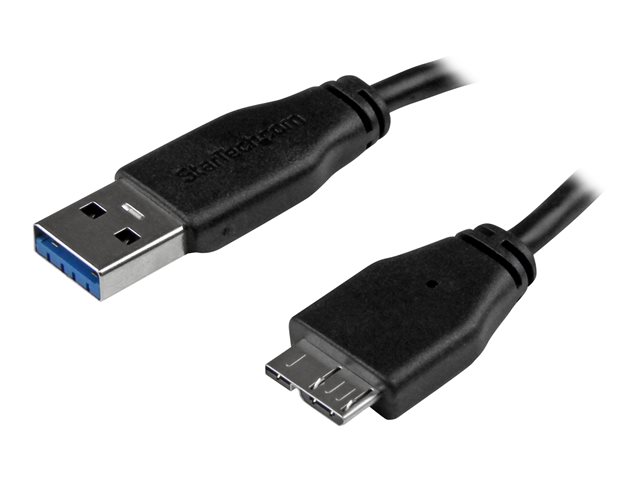 StarTech.com 15cm 6in Short Slim USB 3.0 A to Micro B Cable M/M - Mobile Charge Sync USB 3.0 Micro B Cable for Smartphones and Tablets (USB3AUB15CMS) - USB cable - Micro-USB Type B (M) to USB Type A (M) - USB 3.0 - 15 cm - molded - black - for P/N: HB30A4AIB, HB30C4AIB, HB31C4AB, S251BMU313, S251BMU3FP, S251BPU313, SMS1BMU313
