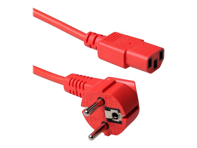ACT 230V aansluitkabel schuko male (haaks) - C13 rood 1.2 m