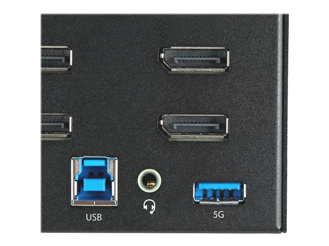 StarTech.com 2 Port Quad Monitor DisplayPort KVM Switch, 4K 60Hz UHD HDR, Desktop 4K DP 1.2 KVM with 2 Port USB 3.0 Hub (5Gbps) & 4x USB 2.0 HID Ports, Audio, Hotkey Switching, TAA - Keyboard/Video/Mouse Switch - KVM / audio switch - 2 x KVM / audio - desktop - TAA Compliant