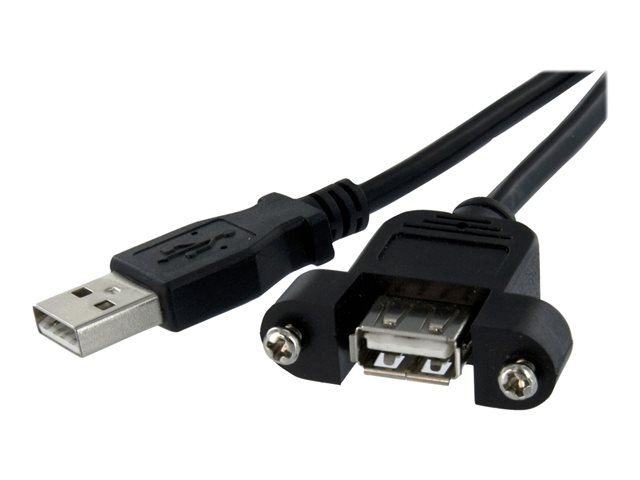 StarTech.com 3 ft Panel Mount USB Cable A to A F/M - Panel Mount USB Extension USB A-Female to A-Male Adapter Cable 3ft - USB-A (F) Port (USBPNLAFAM3) - USB extension cable - USB (F) to USB (M) - USB 2.0 - 91.4 cm - black - for P/N: UUSBOTG