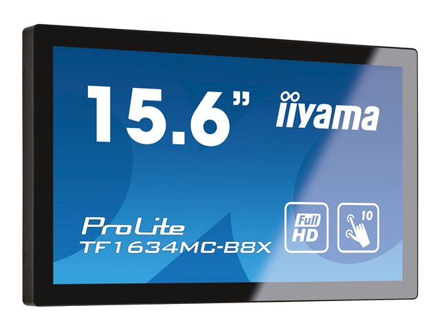 iiyama ProLite TF1634MC-B8X - LED monitor - 15.6\" - open frame - touchscreen - 1920 x 1080 Full HD (1080p) @ 60 Hz - IPS - 450 cd/m² - 700:1 - 25 ms - HDMI, VGA, DisplayPort - black, matte