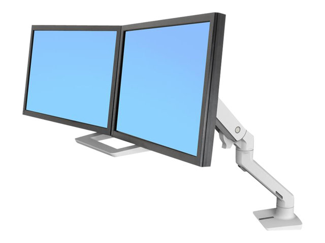 Ergotron HX - Mounting kit (handle, articulating arm, desk clamp mount, grommet mount, 2 pivots, hinge bow, extension) - Constant Force Technology - for 2 LCD displays - white - screen size: up to 32\"