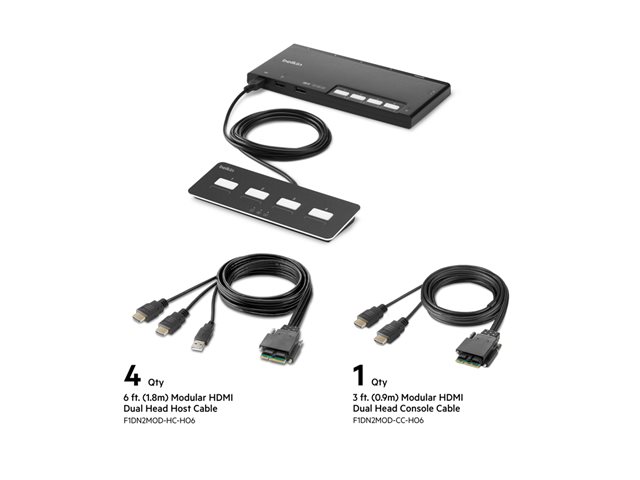 Belkin Modular Secure Dual Head - KVM switch - 4 x KVM port(s) - 1 local user - desktop - TAA Compliant