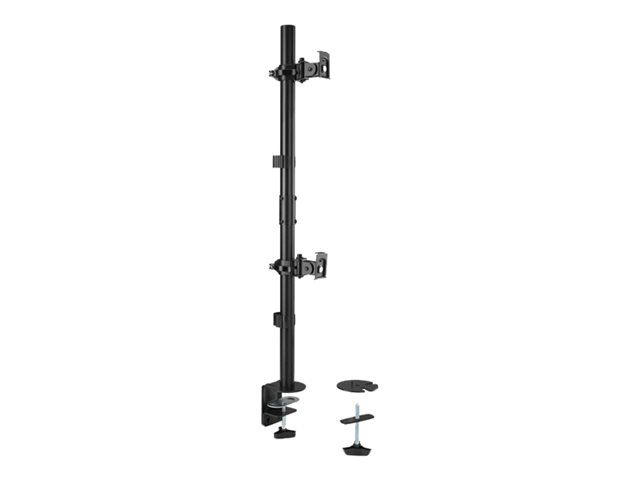 Kensington - Mounting kit (dual arm, C-clamp 10-88 mm, grommet mount 10-88 mm, pole, 2 VESA plates) - full-motion - for 2 flat panels - vertical stacking - steel - black - screen size: 13\"-32\" - desk-mountable