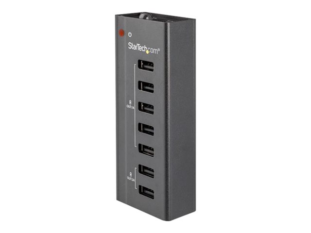StarTech.com 7 Port USB Charging Station with 5x 1A Ports and 2x 2A Ports - Charging strip + AC power adapter - 5 A - 7 output connectors (USB) - black
