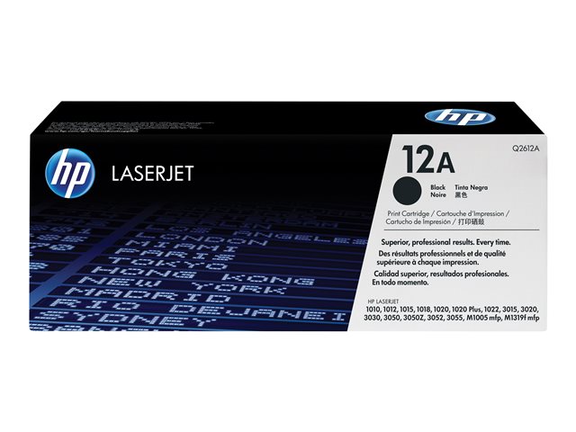 HP 12A - Black - original - LaserJet - toner cartridge (Q2612A) - for LaserJet 1010, 1012, 1015, 1018, 1020, 1022, 3015, 3020, 3030, 3050, 3052, 3055, M1005