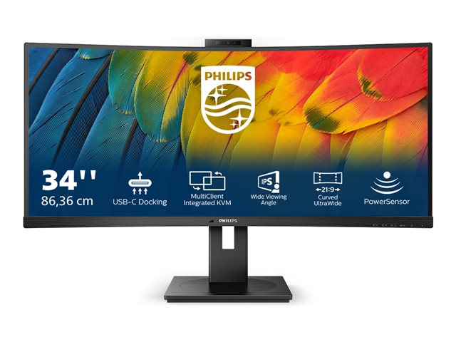 Philips 34B1U5600CH - 5000 Series - LED monitor - curved - 34\" - 3440 x 1440 WQHD @ 120 Hz - VA - 350 cd/m² - 3000:1 - 4 ms - HDMI, DisplayPort, USB-C - speakers - textured black