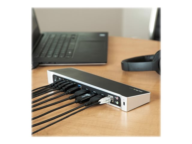 StarTech.com Triple Monitor USB 3.0 Laptop Docking Station - 4K HDMI, 2x DisplayPort - Universal USB Dock for Windows & Mac OS (10.14 & Above) (USB3DOCKH2DP) - Docking station - USB - 1GbE - for P/N: ARMBARTRIO2, ARMTRIO, LTLOCK