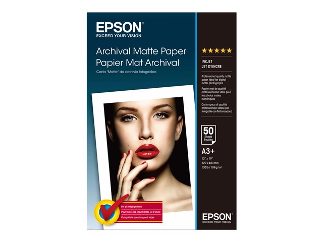 Epson Archival - Matte - Super A3/B (330 x 483 mm) - 192 g/m² - 50 sheet(s) paper - for SureColor SC-P700, P7500, P900, P9500, T2100, T3100, T3400, T3405, T5100, T5400, T5405