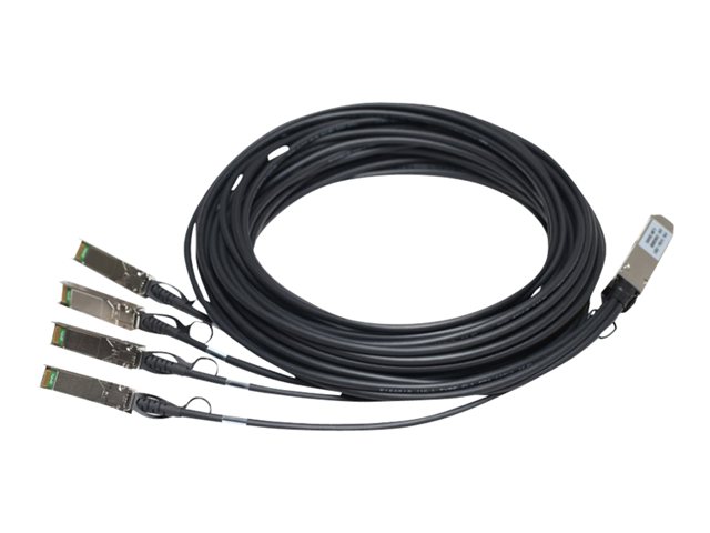 HPE X240 Direct Attach Copper Splitter Cable - Network cable - SFP+ to QSFP+ - 3 m - for HPE 5900AF-48, Edgeline e920, FlexFabric 1.92, 11908, 12900, 12902, ProLiant e910t 2U