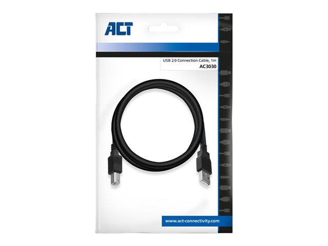 USB-kabel - USB (M) naar USB type B (M) - USB 2.0 - 1 m - zwart