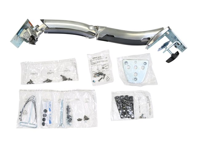 Ergotron MX - Mounting kit (articulating arm, desk clamp mount, grommet mount, base, extension) - Constant Force Technology - for LCD display - polished aluminium - screen size: up to 30\"