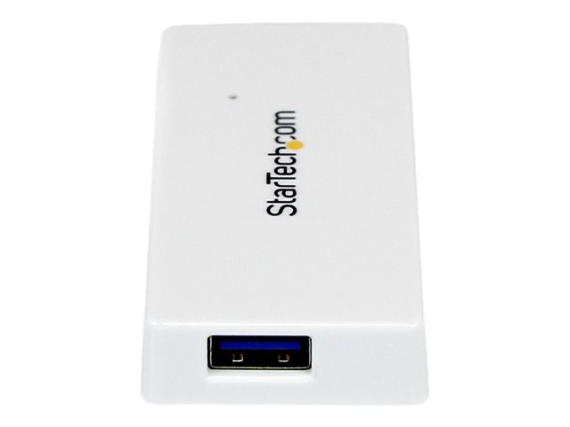 StarTech.com 4 Port USB 3.0 Hub - Multi Port USB Hub w/ Built-in Cable - Powered USB 3.0 Extender for Your Laptop - White (ST4300MINU3W) - Hub - 4 x SuperSpeed USB 3.0 - desktop - for P/N: FCREADMICRO3, MSDREADU2OTG, MSDREADU3CA