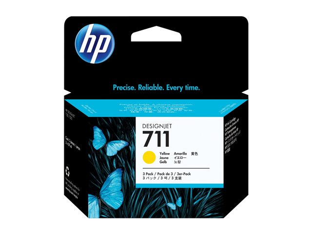 HP 711 - 3-pack - 29 ml - yellow - original - DesignJet - ink cartridge - for DesignJet T100, T120, T120 ePrinter, T125, T130, T520, T520 ePrinter, T525, T530