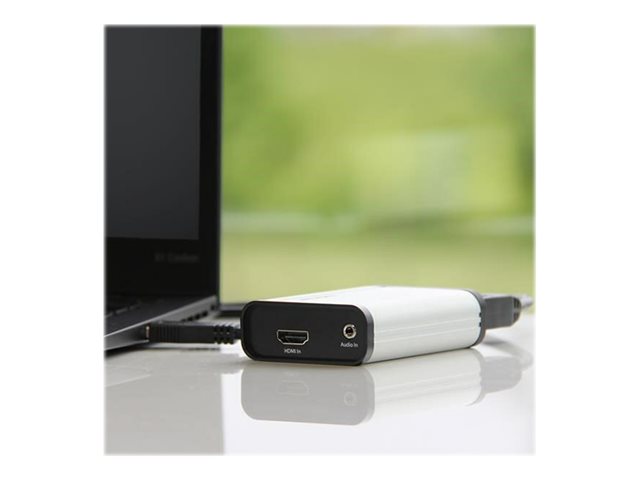 StarTech.com HDMI to USB C Video Capture Device 1080p 60fps, UVC, External USB 3.0 Type-C Capture/Live Streaming, HDMI Audio/Video Recorder Adapter, USB-C/USB-A/Thunderbolt 3 Compatible - HDMI Video Capture (UVCHDCAP) - Video capture adapter - USB 3.0 - silver, black - TAA Compliant