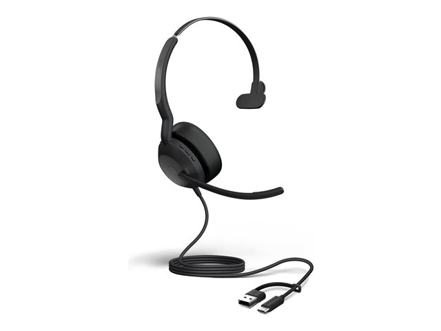 Jabra Evolve2 50 MS Mono - Headset - on-ear - wired - active noise cancelling - USB-C, USB-A - Certified for Microsoft Teams
