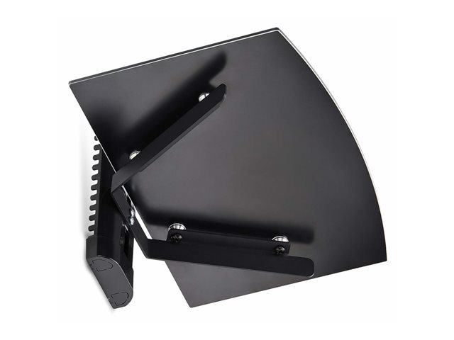 StarTech.com Floating Wall-Mounted AV Shelf, Adjustable Height Shelf For Under TV, Organize A/V Equipment On Black Tempered Glass Shelf - Shelf - for audio/video components - aluminium, steel, plastic - black - wall-mountable
