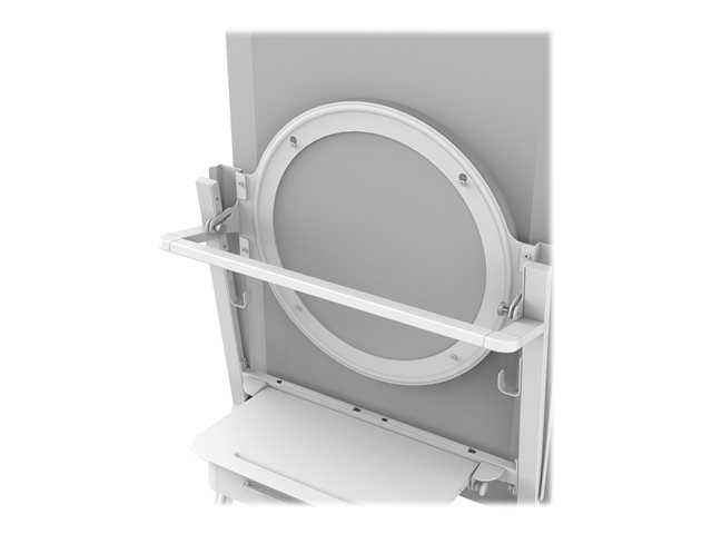 VISION Microsoft Surface Hub 2 Floor Stand - LIFETIME WARRANTY - Halo fitting for Microsoft Surface 50\" Hub 2/3 - tilt - laptop shelf - battery bracket included - cable management - large 100mm / 4\" wheels - SWL 45 kg / 99 lb - white
