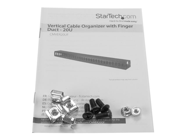 StarTech.com 3ft (1m) Vertical Cable Management Duct with Cover - 0U Open Slot Finger Duct Wire Raceway for 19 Inch Server Rack - Slotted Cord Channel (CMVER20UF) - Cable organizer - 91.4 cm - black - 20U - for P/N: RK2537BKM, RK4242BK24, RK4242BK30