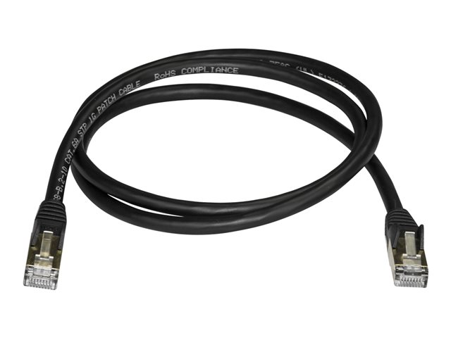 StarTech.com 1m CAT6A Ethernet Cable, 10 Gigabit Shielded Snagless RJ45 100W PoE Patch Cord, CAT 6A 10GbE STP Network Cable w/Strain Relief, Black, Fluke Tested/UL Certified Wiring/TIA - Category 6A - 26AWG (6ASPAT1MBK) - Patch cable - RJ-45 (M) to RJ-45 (M) - 1 m - STP - CAT 6a - molded, snagless - black