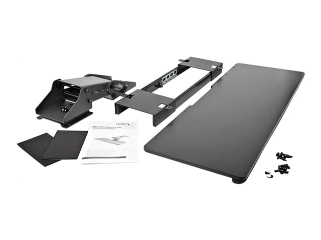 StarTech.com Under Desk-Mount Keyboard Tray - 26.4? Wide - Adjustable - Ergonomic Slide-Out Keyboard Shelf with Tilt and Swivel (KBTRAYADJ) - Keyboard drawer - under-desk mountable - black - for P/N: ARMBARDUOV, ARMBARTRIO2, ARMDUALSS, ARMDUALV, LTRISERP, MONSTADJDL, MONSTADQI