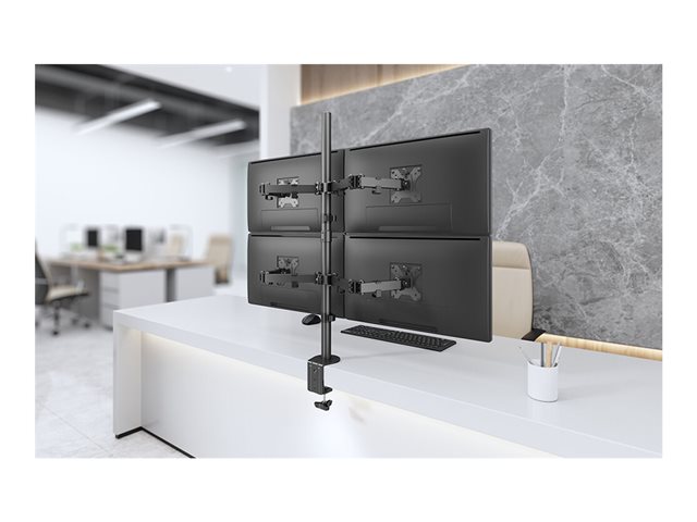 Neomounts FPMA-D550D4 - Mounting kit (grommet mount, desk clamp mount, pole, 4 VESA adapters, 4 arms) - full-motion - for 4 flat panels - black - screen size: 13\"-32\"