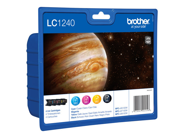 LC1240VALBPRF Black, Cyan, Magenta and Yellow Ink Cartridges Multipack with RF Security Tag. Each cartridge prints 600 pages.?