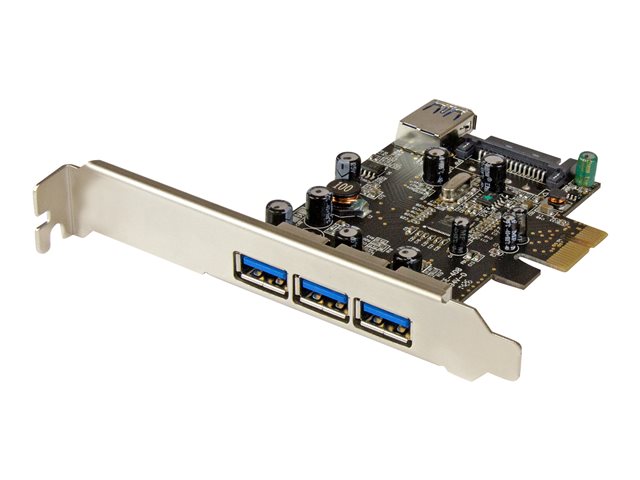 StarTech.com 4 Port PCI Express USB 3.0 Card - 3 External and 1 Internal - Native OS Support in Windows 8 and 7 - Standard and Low-Profile (PEXUSB3S42) - USB adapter - PCIe 2.0 low profile - USB 3.0 x 4 - for P/N: CFASTRWU3, ST1030USBM, ST43004UA, ST