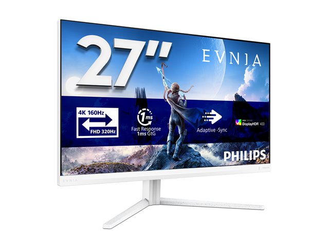 Philips Evnia 5000 27M2N5901A - LED monitor - gaming - 27\" - 3840 x 2160 4K UHD (2160p) @ 160 Hz - Fast IPS - 450 cd/m² - 1000:1 - DisplayHDR 400 - 0.5 ms - 2xHDMI, DisplayPort, USB-C - speakers - white