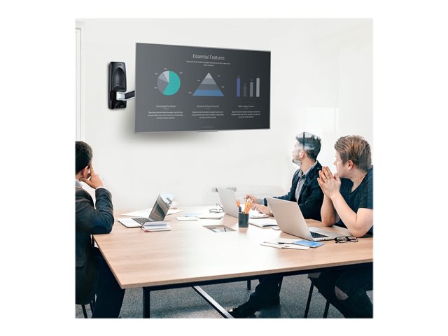StarTech.com Articulating TV Wall Mount, VESA Wall Mount Supports 65 inch/99lb/Flat/Curved TVs, Retractable Low Profile Wall Mount TV Bracket, Adjustable Corner TV Wall Mount, Swivel/Rotation/Tilt (TV-WALL-MOUNT-65FS) - Mounting kit (wall mount, 2 vertical brackets) - articulating - for curved / flat panel - low profile - aluminium, steel - black, silver - screen size: 26\"-65\" - wall-mountable - TAA Compliant