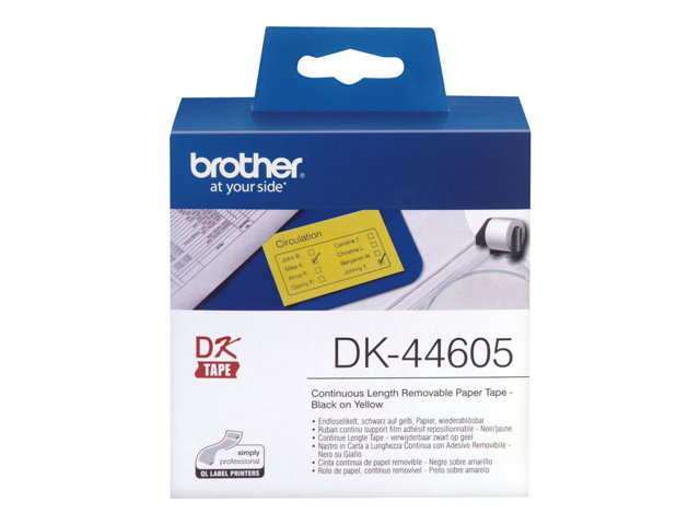 Brother DK44605 - Removable adhesive - yellow - Roll (6.2 cm x 30.5 m) 1 roll(s) labels - for Brother QL-1050, 1060, 500, 550, 560, 570, 580, 650, 700, 710, 720