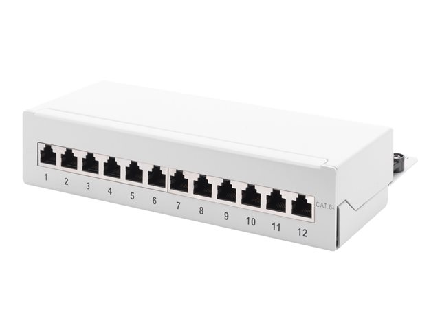 CAT 6A PATCH PANEL SHIELDEDDESKTOP 12-PORT RJ45 GREY