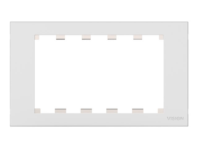 VISION Techconnect Modular AV Faceplate - LIFETIME WARRANTY - Double-Gang UK surround - frame which accommodates 5 modules - fits to TC3 BACKBOX2G, TC3 BACKBOX2GT, or TC2 MUDRING2G, or any standard double-gang UK backbox (pattress) 146 x 86mm / 5.8 x 3.4\" - plastic - white