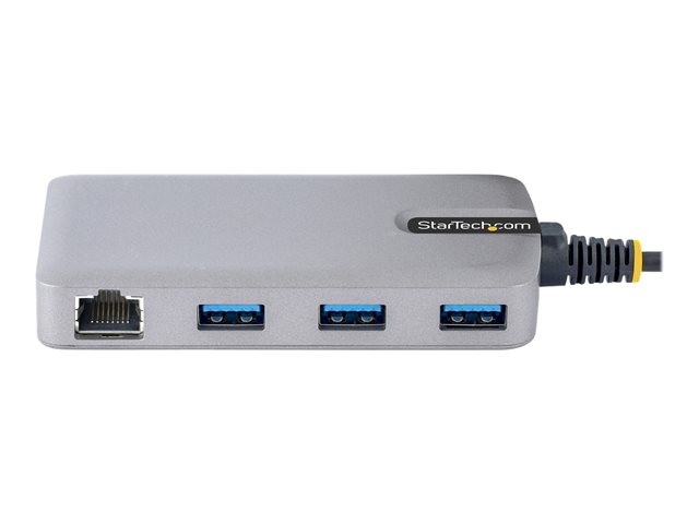 StarTech.com 3-Port USB Hub with Ethernet, 3x USB-A Ports, Gigabit Ethernet RJ45, USB 3.0 5Gbps, Bus-Powered, USB Hub w/ GbE and 1ft/30cm Long Cable, Portable Laptop USB Hub - USB Expansion Hub w/ Ethernet Adapter (5G3AGBB-USB-A-HUB) - Hub - 3 x USB