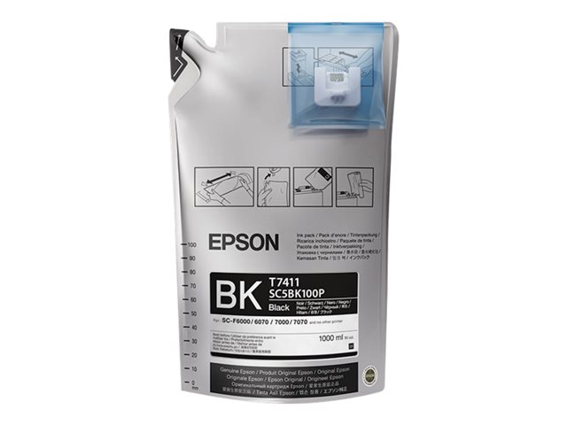 Epson T7411 - 6-pack - 1 L - black - original - ink refill - for SureColor F6070, F7070, F7170, F7200, F9200, SC-F6000, F6200, F7000, F7100, F7200, F9200