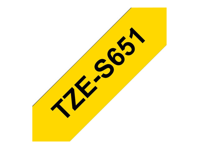 Brother TZe-S651 - Extra strength adhesive - black on yellow - Roll (2.4 cm x 8 m) 1 cassette(s) laminated tape - for Brother PT-D600, P-Touch PT-3600, D800, E550, E800, P750, P900, P950, P-Touch EDGE PT-P750