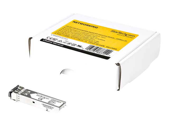 StarTech.com Juniper CTP-SFP-1GE-SX Compatible SFP Module, 1000BASE-SX, 1GbE Multimode Fiber MMF Optic Transceiver, 1GE Gigabit Ethernet SFP, LC Connector, 550m, 850nm, DDM, Mini GBIC - Lifetime Warranty (CTPSFP1GESXS) - SFP (mini-GBIC) transceiver module (equivalent to: Juniper CTP-SFP-1GE-SX) - GigE - 1000Base-SX - LC multi-mode - up to 550 m - 850 nm