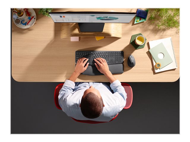 Logitech ERGO K860 - Keyboard - wireless - 2.4 GHz, Bluetooth 5.0 - QWERTY - Italian - graphite
