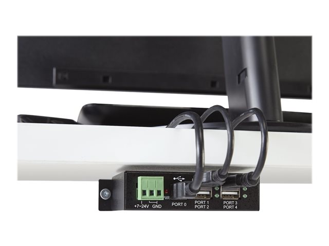 StarTech.com Rackmount USB 2.0 Hub - 4 Port Rugged Industrial USB 2.0 Hub - Hub - 4 x USB 2.0 - DIN rail mountable - DC power - for P/N: ITB20D3250, MSDREADU2OTG, USB2HAB15, USB2HAB30AC, USB2HAB50AC, USB2HABM1, USB2HABM6RA