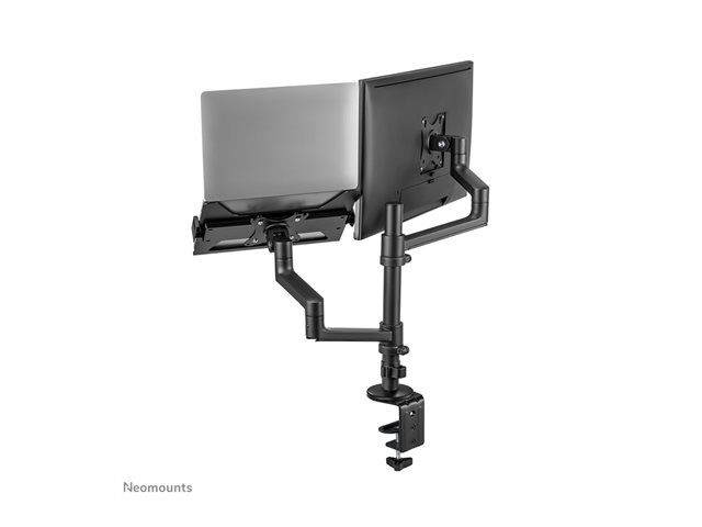 Neomounts DS20-425BL2 - Mounting kit (desk clamp mount, desk grommet, notebook tray, monitor arm, VESA adapter, notebook tray arm) - full-motion adjustable arm - for LCD display / notebook - steel - black - screen size: 17\"-27\" (LCD display) / 11.6\"-17.3\" (notebook)